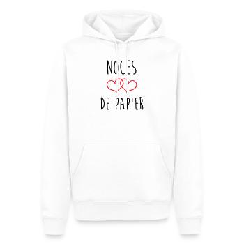 Papierhochzeit: 37 Jahre Ehe - Männer Premium Bio Hoodie - Weiß - Vorne - Nico (187cm)
