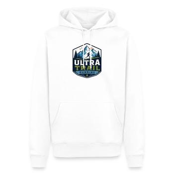 Ultra-Trailrunning - Männer Premium Bio Hoodie - Weiß - Vorne - Nico (187cm)