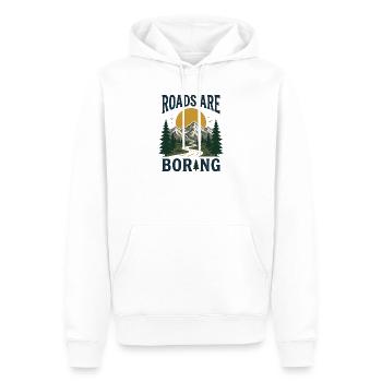 Course en sentier - Les routes sont ennuyeuses - Sweat à capuche Premium bio Homme - blanc - Devant - Nico (187cm)
