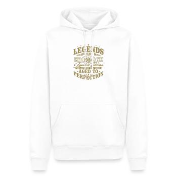 1986 Anniversaire Vintage Born Legends - Sweat à capuche Premium bio Homme - blanc - Devant - Nico (187cm)