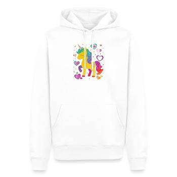 Cute Unicorn with Hearts Design - Men’s Premium Organic Hoodie - white - Front - Nico (187cm)