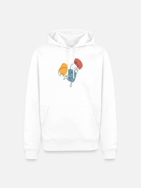 Lineart Hahn mit Farbunterlegung - Männer Premium Bio Hoodie - Weiß
