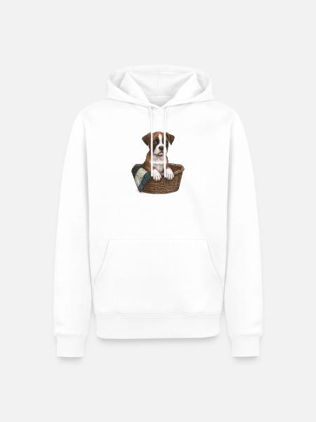 "Kleiner Boxer" - Welpe Boxer - Männer Premium Bio Hoodie - Weiß