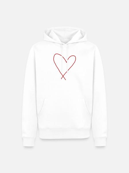 Rotes Herz Geschenkidee Liebe verliebt  - Männer Premium Bio Hoodie - Weiß