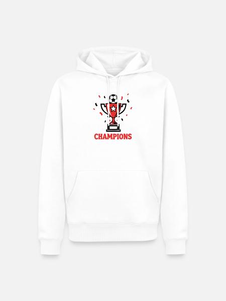 Champions Pokal Wappen Logo - Männer Premium Bio Hoodie - Weiß