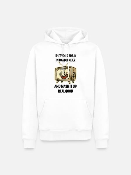 Retro-TV-Grin-Emblem - Männer Premium Bio Hoodie - Weiß