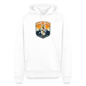 Gipfelpfad zum Erfolg - Männer Premium Bio Hoodie - Weiß - Vorne - Nico (187cm)