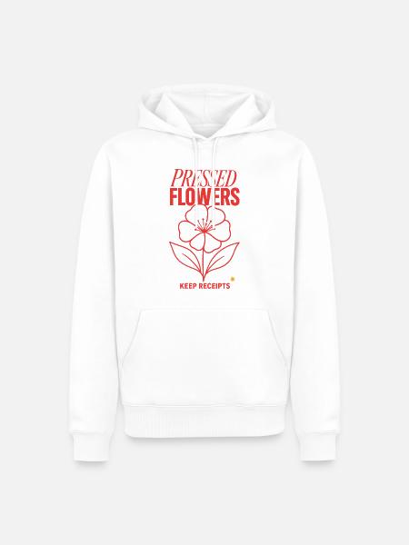 Blumen pressen – Pressed Flowers Keep Receipts - Männer Premium Bio Hoodie - Weiß