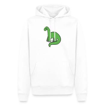 Smaragdgrüner Dino auf Schwarz - Männer Premium Bio Hoodie - Weiß - Vorne - Nico (187cm)