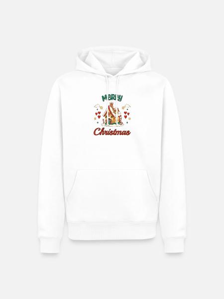 Merry Christmas Lebkuchenhaus Retro Geschenk - Männer Premium Bio Hoodie - Weiß