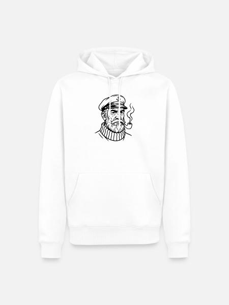 Seemann mit Pfeife - Männer Premium Bio Hoodie - Weiß
