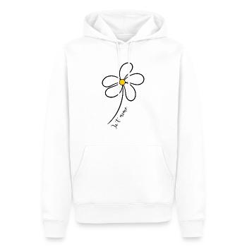ICH LIEBE DICH. ICH LIEBE DICH. LIEBE. LIEBE. HERZ. BLUME - Männer Premium Bio Hoodie - Weiß - Vorne - Nico (187cm)