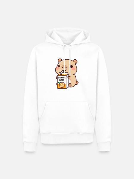Kawaii Capybara Orangensaft - Männer Premium Bio Hoodie - Weiß
