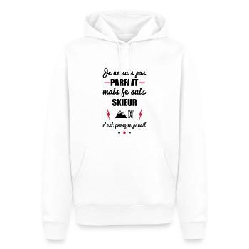 pas parfait mais skieur, cadeau ski - Sweat à capuche Premium bio Homme - blanc - Devant - Nico (187cm)