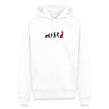 Entwicklung des Mannes in den letzten 100.000 Jahr - Männer Premium Bio Hoodie - Weiß - Vorne - Nico (187cm)