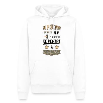 Bébé Trop Occupé Dans Le Ventre à Maman - Sweat à capuche Premium bio Homme - blanc - Devant - Nico (187cm)