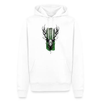 Bois nobles : Cerf majestueux - Sweat à capuche Premium bio Homme - blanc - Devant - Nico (187cm)