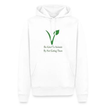 Be Kind To Animals By Not Eating Them - Men’s Premium Organic Hoodie - white - Front - Nico (187cm)