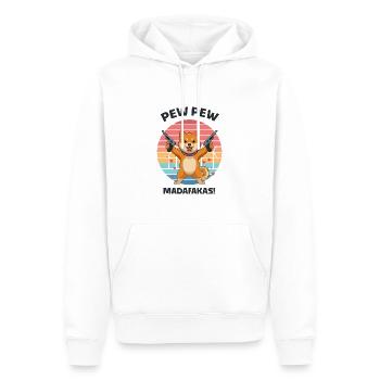 PEW PEW! *white- Shiba inu - Männer Premium Bio Hoodie - Weiß - Vorne - Nico (187cm)