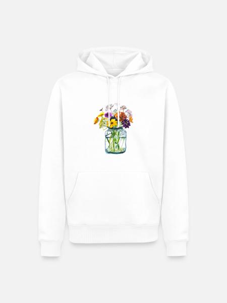 Blumen in einem Glas Aquarell - Männer Premium Bio Hoodie - Weiß