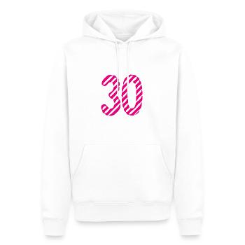 30. 30 YEARS. 30th ANNIVERSARY. 30TH ANNIVERSARY. - Men’s Premium Organic Hoodie - white - Front - Nico (187cm)