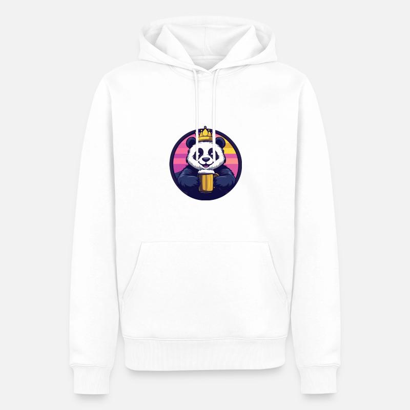 Panda Bier Comic - Männer Premium Bio Hoodie - Weiß