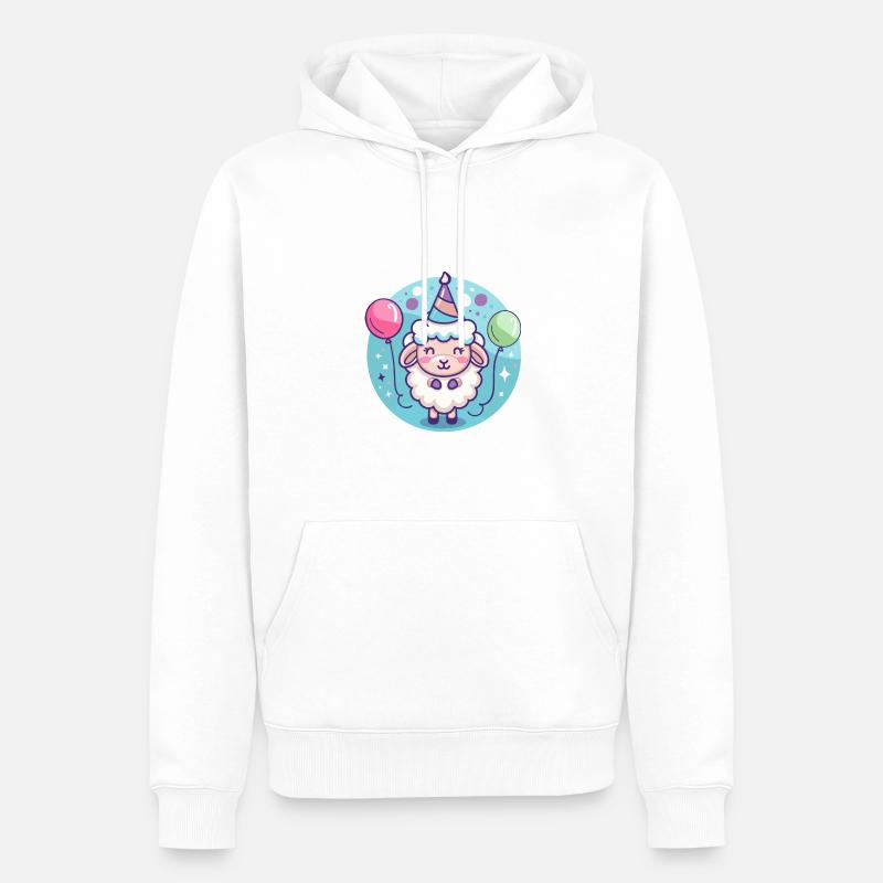 Bande dessinée d’anniversaire de mouton - Sweat à capuche Premium bio Homme - blanc