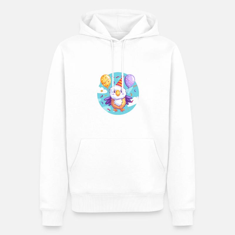 Bande dessinée d’anniversaire d’aigle - Sweat à capuche Premium bio Homme - blanc