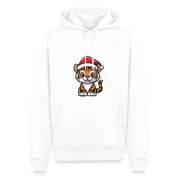 Noël du tigre - Sweat à capuche Premium bio Homme - blanc - Devant - Nico (187cm)