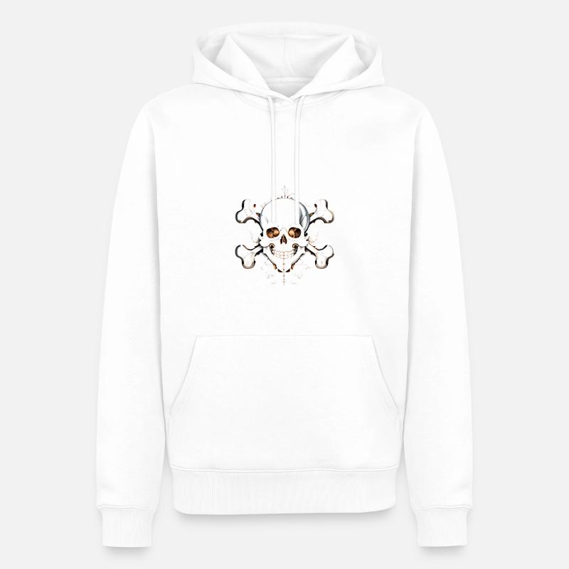 SKULL crâne et os - Sweat à capuche Premium bio Homme - blanc