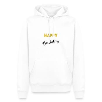 ÅRSDAG. TILLYKKE MED FØDSELSDAGEN. TILLYKKE MED FØDSELSDAGEN - Herre Premium økologisk hoodie - hvid - Foran - Nico (187cm)