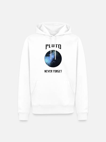 Science - Pluto never for - Männer Premium Bio Hoodie - Weiß