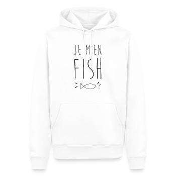 Je m'en fish - Sweat à capuche Premium bio Homme - blanc - Devant - Nico (187cm)