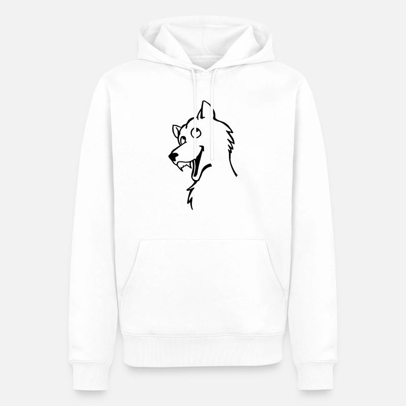Wolf - Sweat à capuche Premium bio Homme - blanc