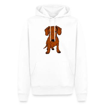 Teckel, cheveux courts, entier - Sweat à capuche Premium bio Homme - blanc - Devant - Nico (187cm)