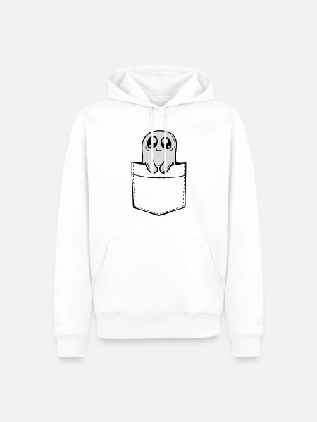 Chest pocket ghost take comic - Men’s Premium Organic Hoodie - white
