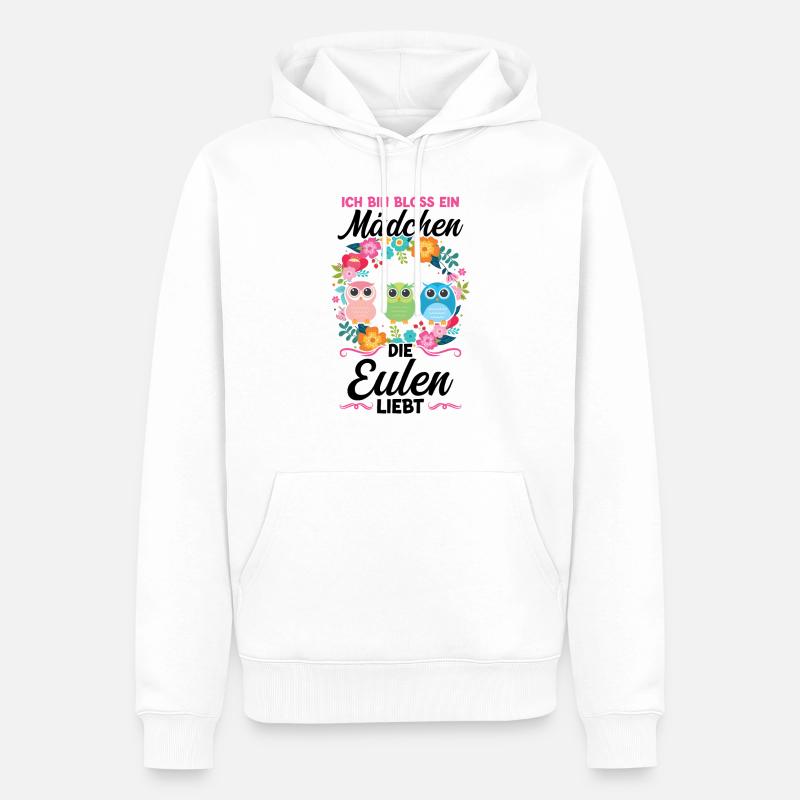 Eule Mädchen Eulen Geschenk - Männer Premium Bio Hoodie - Weiß