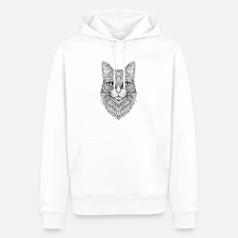 Conception de Mandala de chat - Sweat à capuche Premium bio Homme - blanc