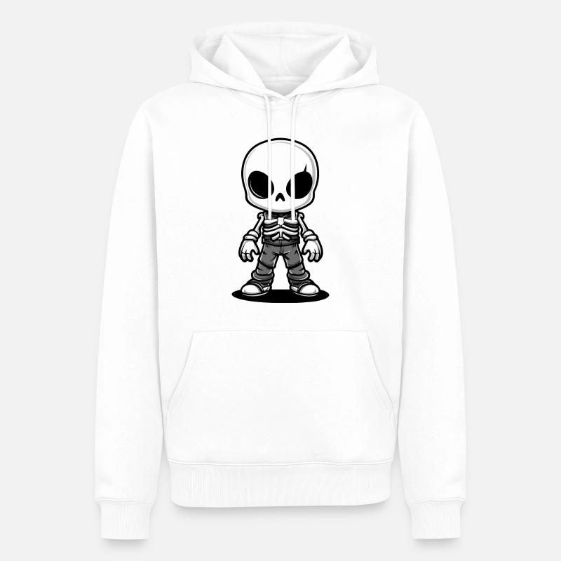 Squelette Bande Dessinée Halloween - Sweat à capuche Premium bio Homme - blanc