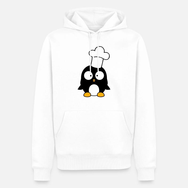 Penguin Kitchen Chef Hat Cuisine - Sweat à capuche Premium bio Homme - blanc