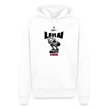 LAISSEZ-LE TOMBER BAS, TENEZ-LE FORT T-SHIRT ACCROUPI - Sweat à capuche Premium bio Homme - blanc - Devant - Nico (187cm)