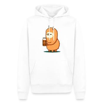 Süßes Flauschiges Alpaka mit Bier. Lama Geschenk - Männer Premium Bio Hoodie - Weiß - Vorne - Nico (187cm)