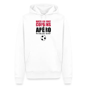 match de foot, copains, apéro on n'est pas bien la - Sweat à capuche Premium bio Homme - blanc - Devant - Nico (187cm)
