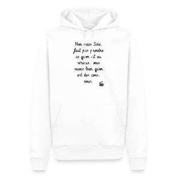 Kaameløtt - Réplique Culte - Citation Drôle - Sweat à capuche Premium bio Homme - blanc - Devant - Nico (187cm)