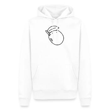 Prune Emoji fruit broder croquis noir - Sweat à capuche Premium bio Homme - blanc - Devant - Nico (187cm)