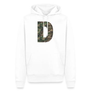 Robuster Buchstabe D im Tarnmuster! - Männer Premium Bio Hoodie - Weiß - Vorne - Nico (187cm)
