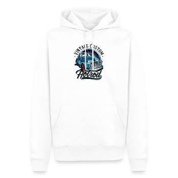 Blue Hotrod Vintage Car Graphic - Men’s Premium Organic Hoodie - white - Front - Nico (187cm)