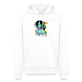 Neon Porträt Farbexplosion - Männer Premium Bio Hoodie - Weiß - Vorne - Nico (187cm)