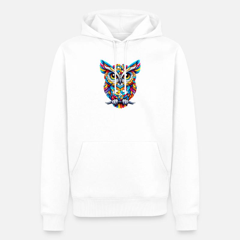 Eule - Männer Premium Bio Hoodie - Weiß