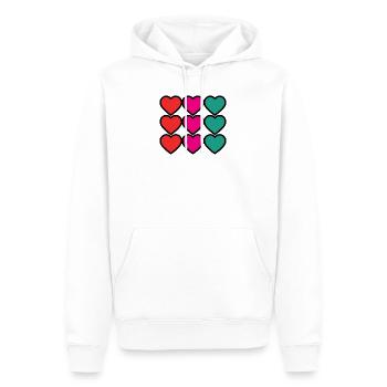 HERZ. VIELEN DANK. GELIEBTE. MEISTER. DANKE HERRIN. - Männer Premium Bio Hoodie - Weiß - Vorne - Nico (187cm)